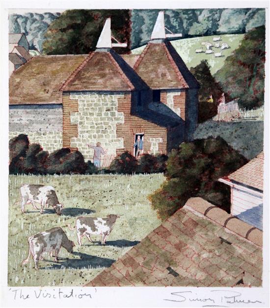 § Simon Palmer (1956-) The Visitation, 10.75 x 9.5in.